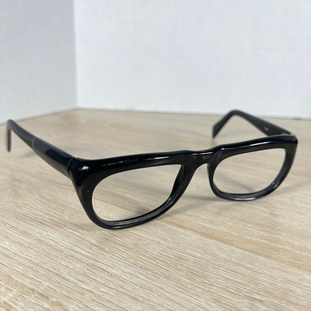 Vintage Christian Sunglasses Frames ONLY Polished Black WIDE ARMS 5 1/2 52-22